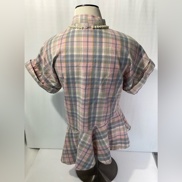 Lauren Ralph Lauren Woman’s Blouse Top Buttons Size M Asymmetrical Bottom - Picture 4 of 11